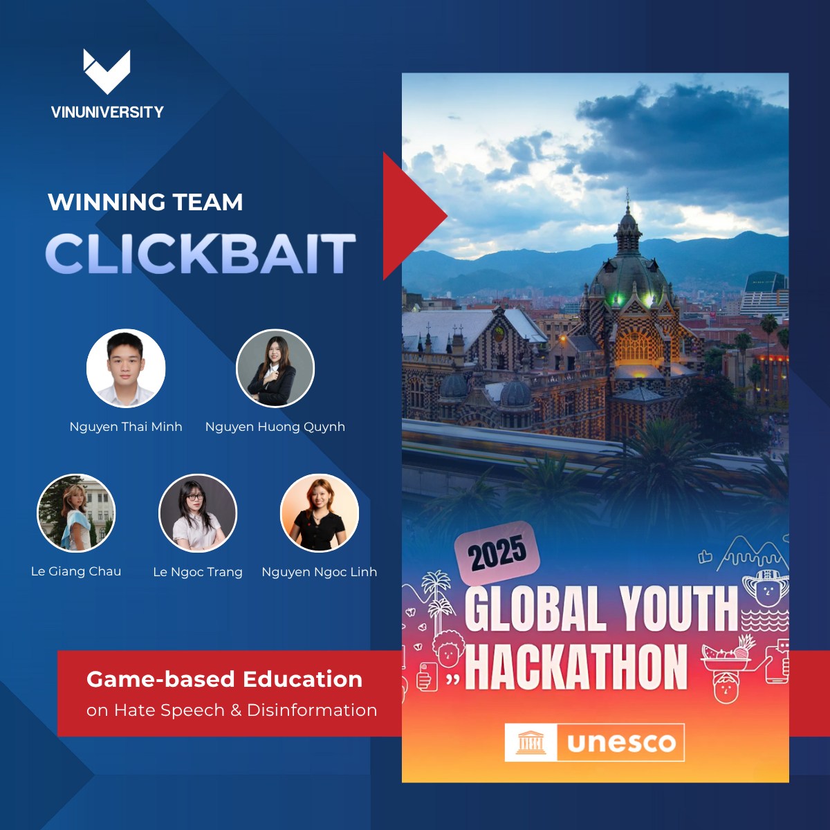 VinUni Students Win Global Championship at the UNESCO Youth Hackathon 2025